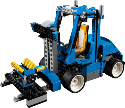 LEGO 31070 Turbo Track Racer 3-in-1 Sports Car, Forklift, Blue Racer