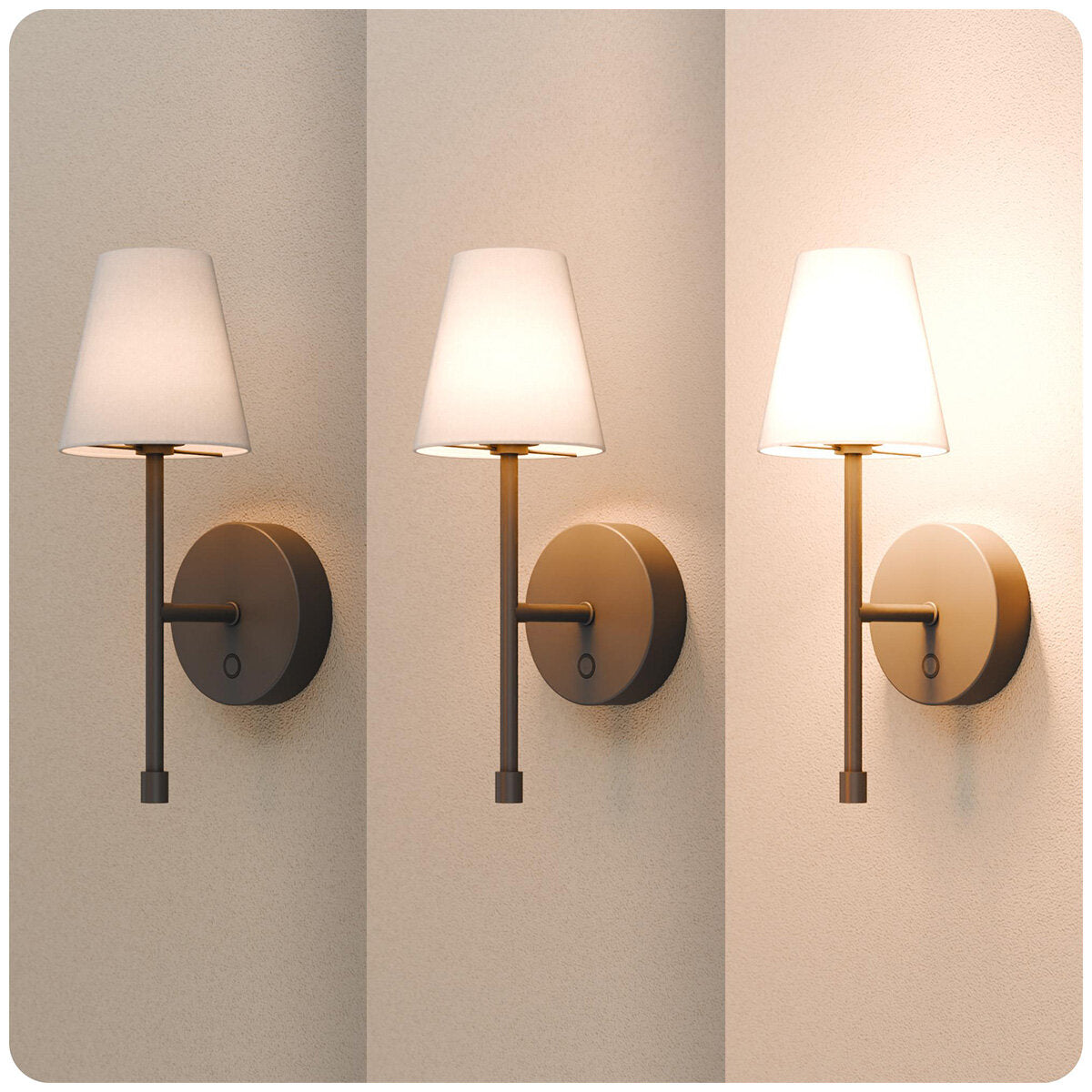 Globe LED Wall Sconce Wireless Light 2 Pack, Black Finish, 250 Lumens, 2700K, 3 Step Dimmer, USB-C Charging - Ideal for Apartments & Dorm Rooms - SuperSaverAU - view 5