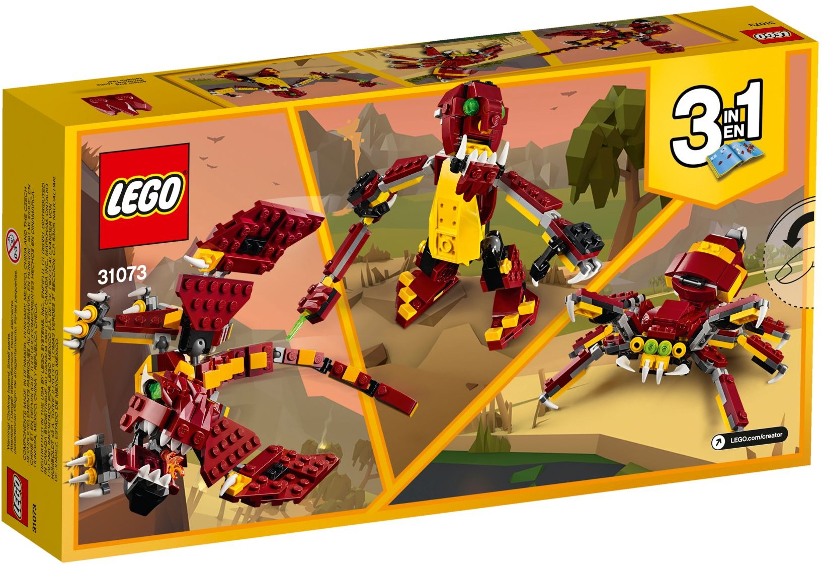 LEGO 31073 Creator 3in1 Mythical Creatures: Dragon, Spider & Troll - SuperSaverAU - view 2