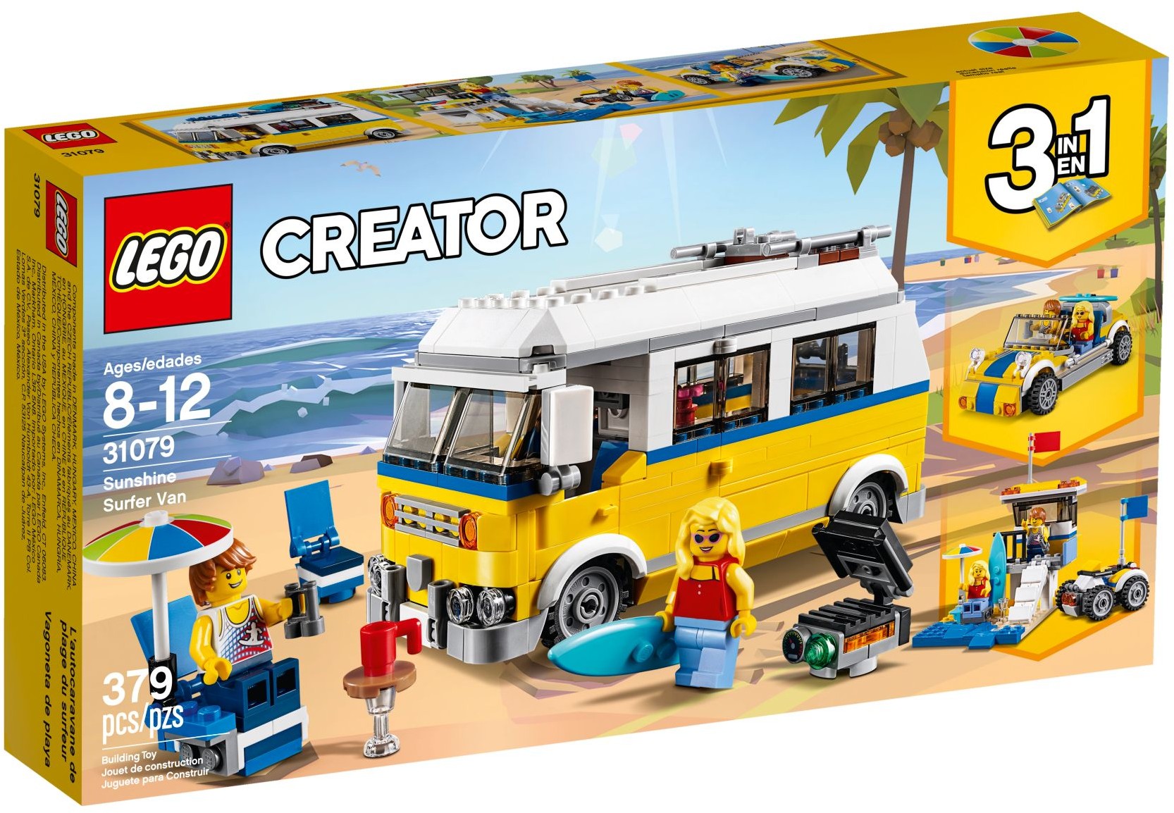 LEGO 31079 Sunshine Surfer Van: 3-in-1 Camper, Beach Buggy, Lifeguard Tower - SuperSaverAU - view 1