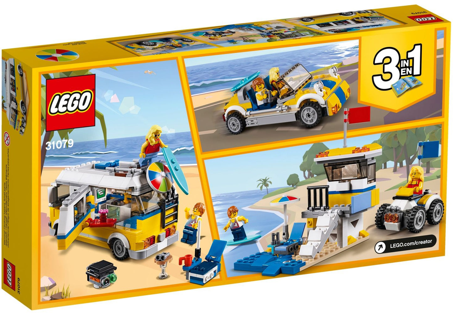 LEGO 31079 Sunshine Surfer Van: 3-in-1 Camper, Beach Buggy, Lifeguard Tower