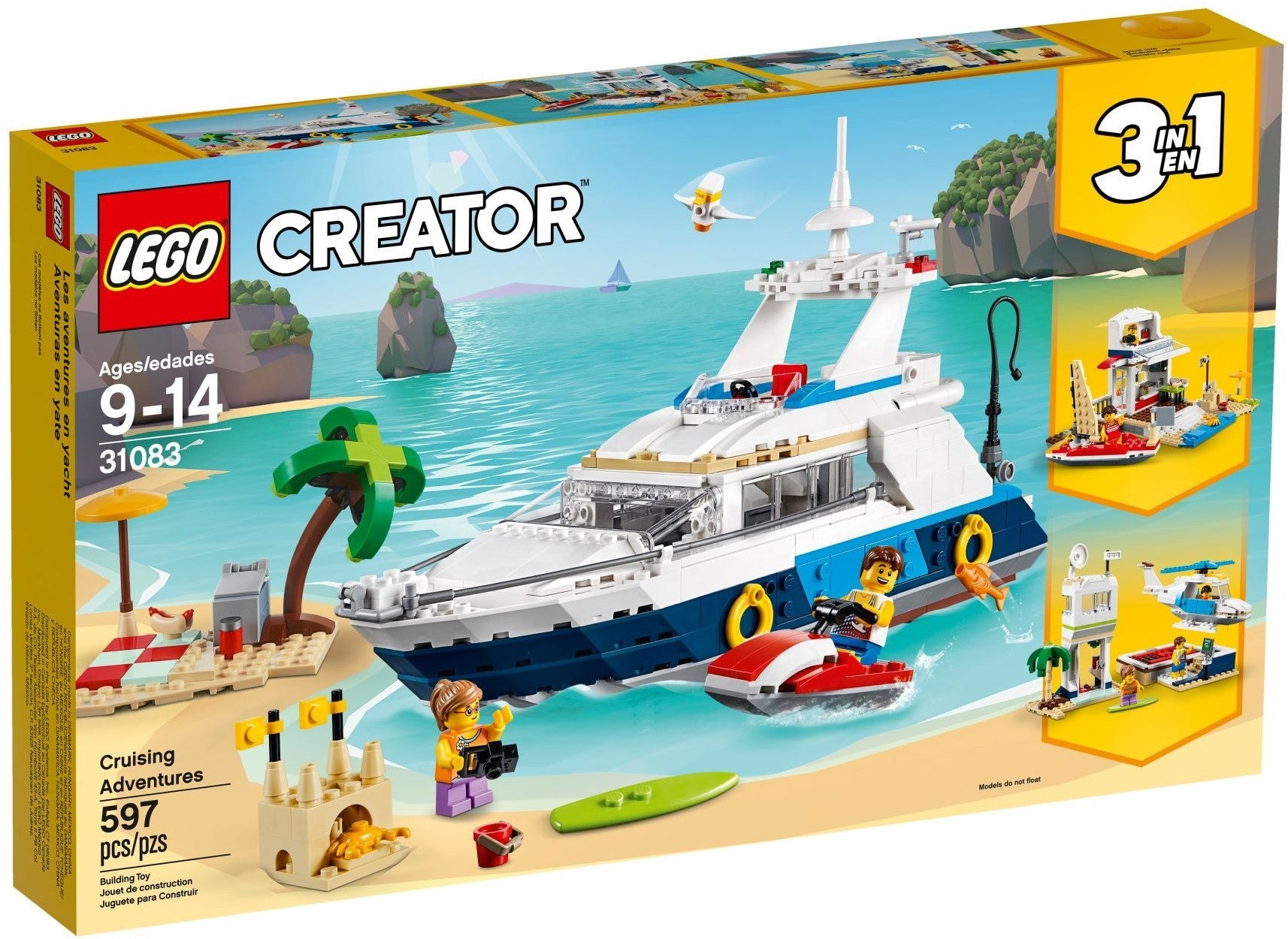 LEGO 31083 Cruising Adventures Yacht, Beach House & Helicopter - SuperSaverAU - view 1