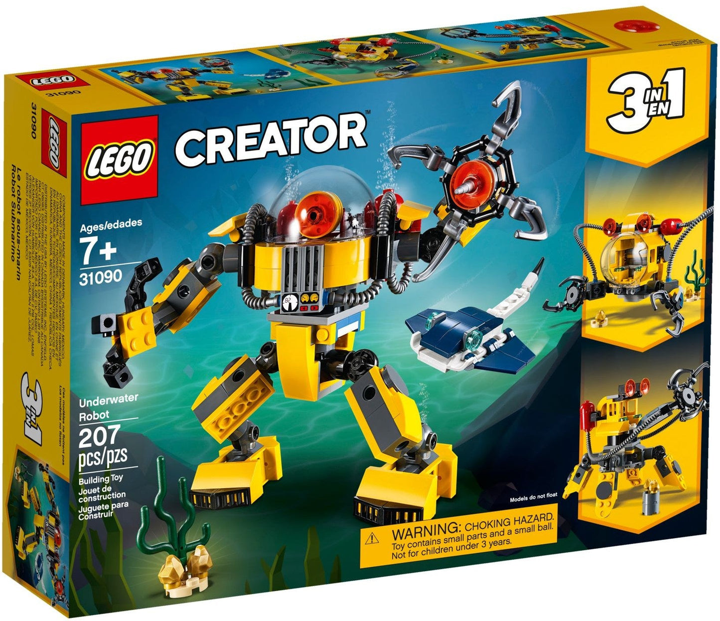 LEGO Creator 3in1 31090 Yellow Underwater Robot Submarine - Retired