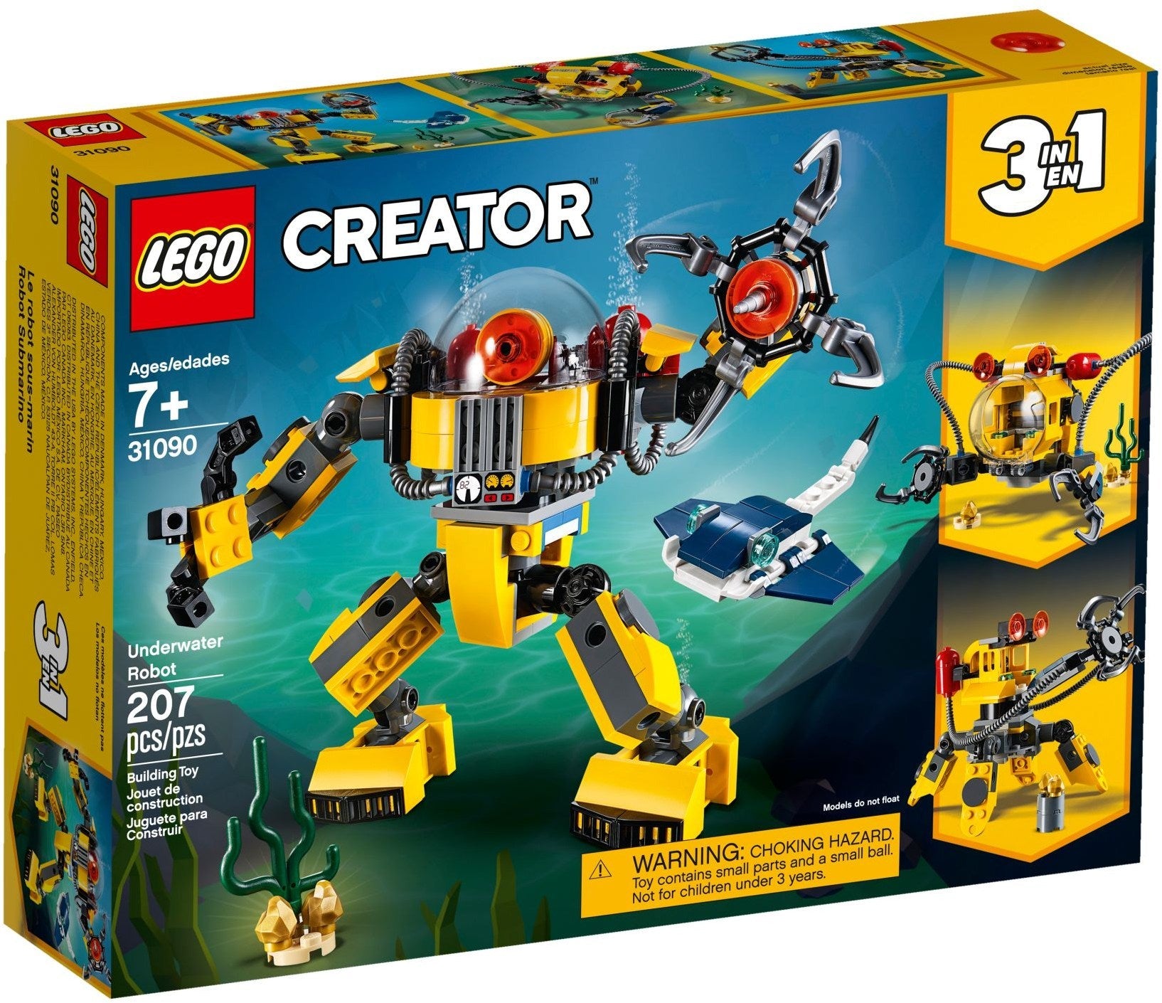 LEGO Creator 3in1 31090 Yellow Underwater Robot Submarine - Retired - SuperSaverAU - view 1