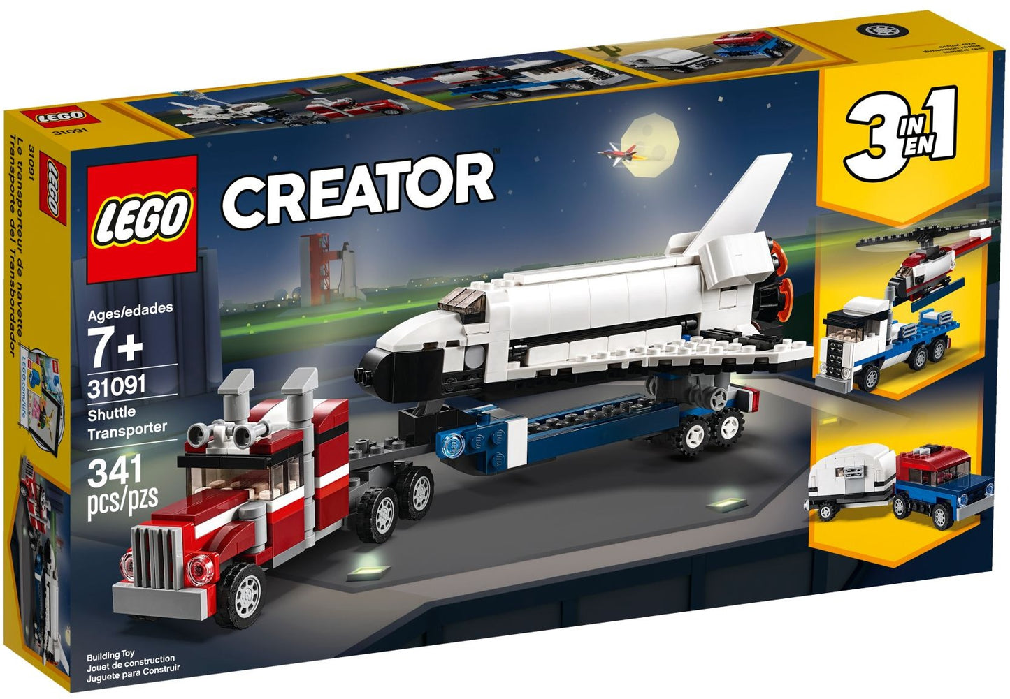 LEGO 31091 Shuttle Transporter: 3-in-1 Space Shuttle, Helicopter & Car Toy
