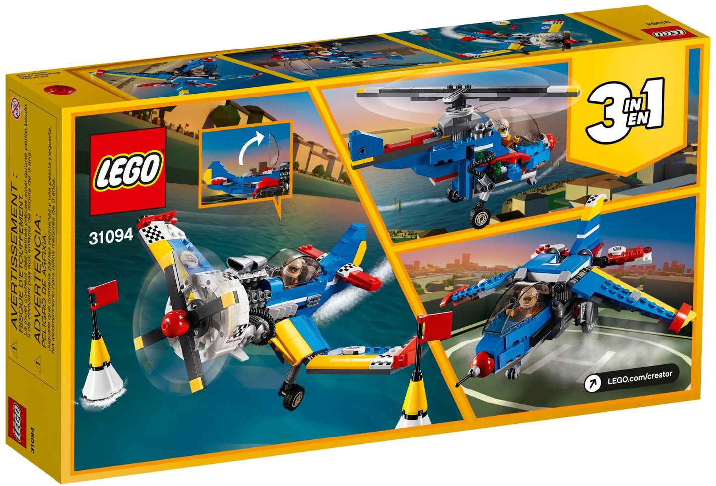 LEGO 31094 Race Plane 3in1 Helicopter Jet Pilot