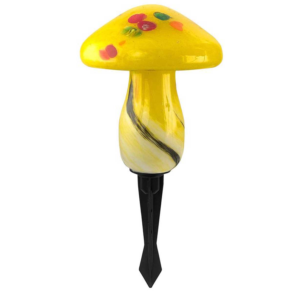 Infinity X1 Solar Landscape Light Glass Mushroom 3 Pack - Hand Blown Artisan Glass, Solar Rechargeable, 5 Lumen Output