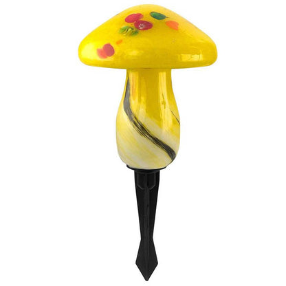 Infinity X1 Solar Landscape Light Glass Mushroom 3 Pack - Hand Blown Artisan Glass, Solar Rechargeable, 5 Lumen Output