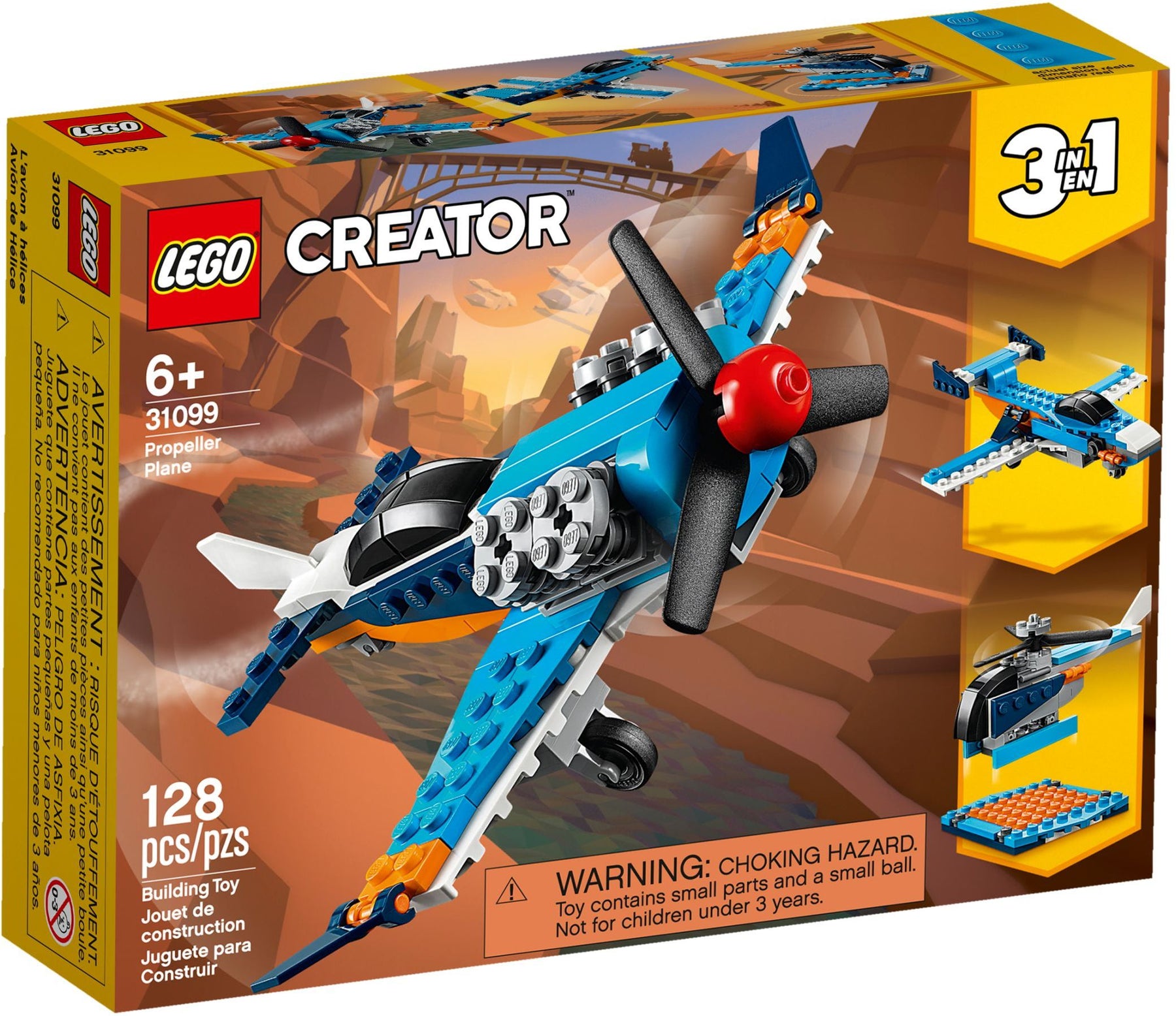 LEGO 31099 Creator 3in1 Propeller Plane, Jet, Helicopter Building Set - SuperSaverAU - view 1