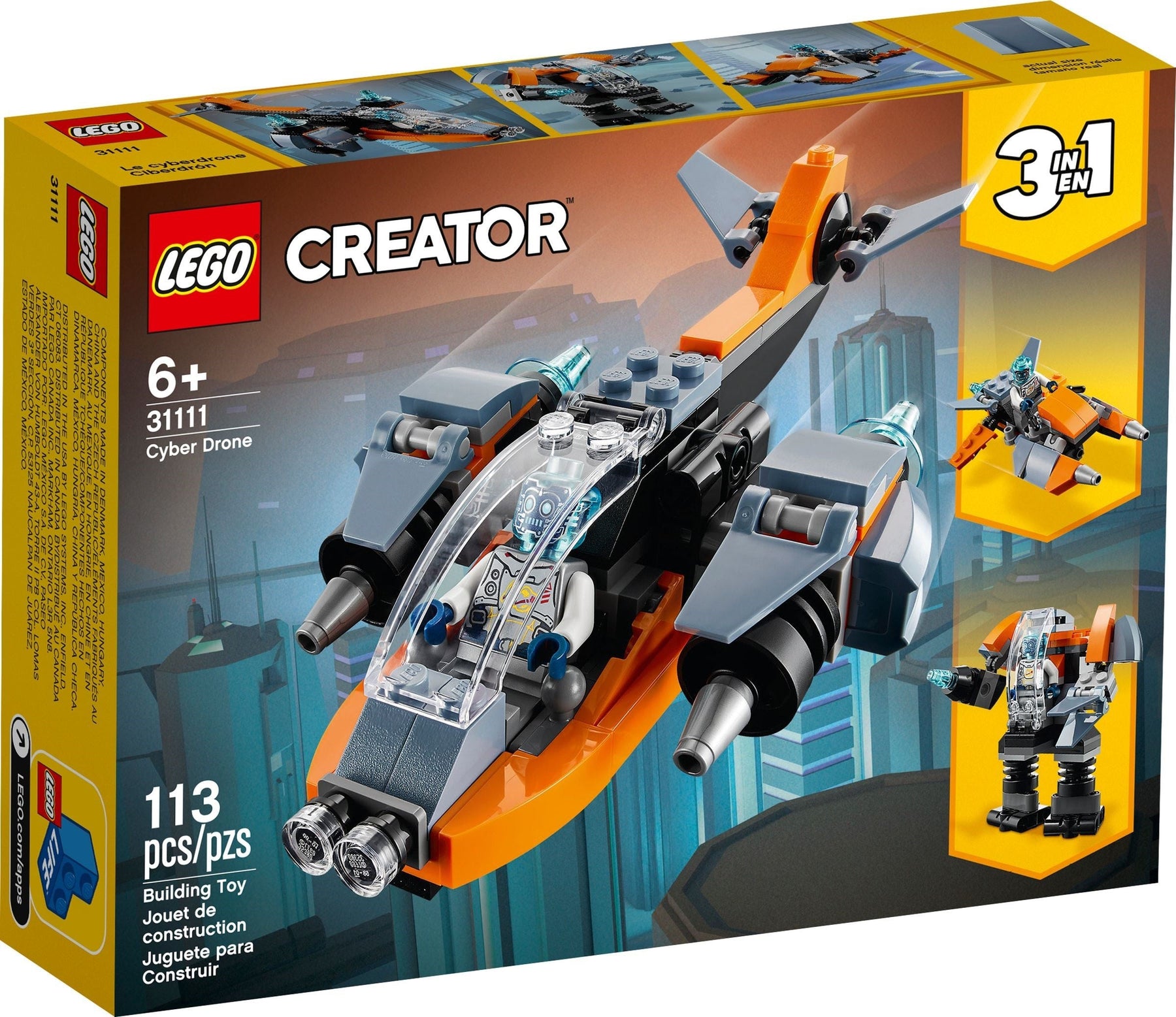 LEGO 31111 Cyber Drone 3in1 Robot Mech Scooter Building Toy Set - SuperSaverAU - view 1