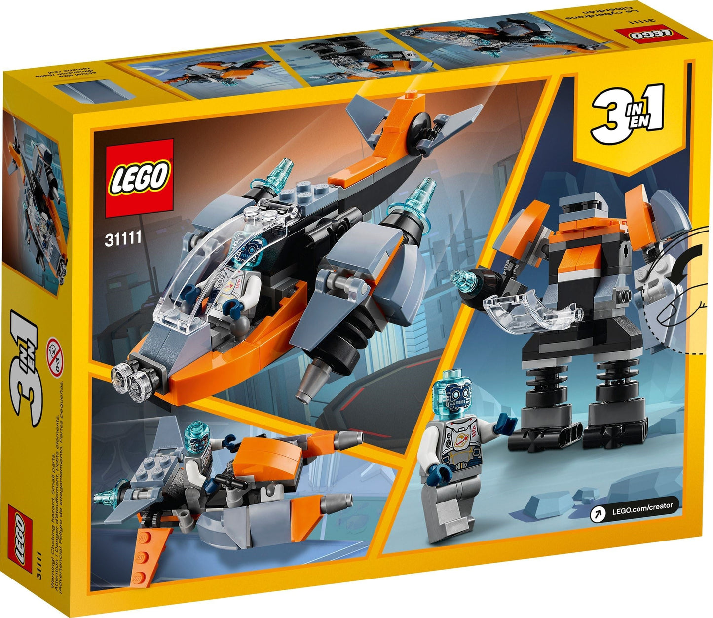 LEGO 31111 Cyber Drone 3in1 Robot Mech Scooter Building Toy Set