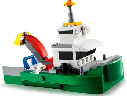 LEGO 31113 Race Car Transporter: Truck, Crane & Tugboat 3in1