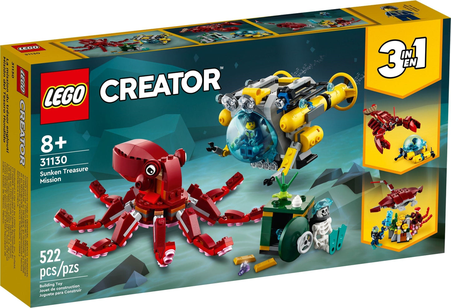LEGO 31130 Sunken Treasure Mission: Submarine, Octopus & More!