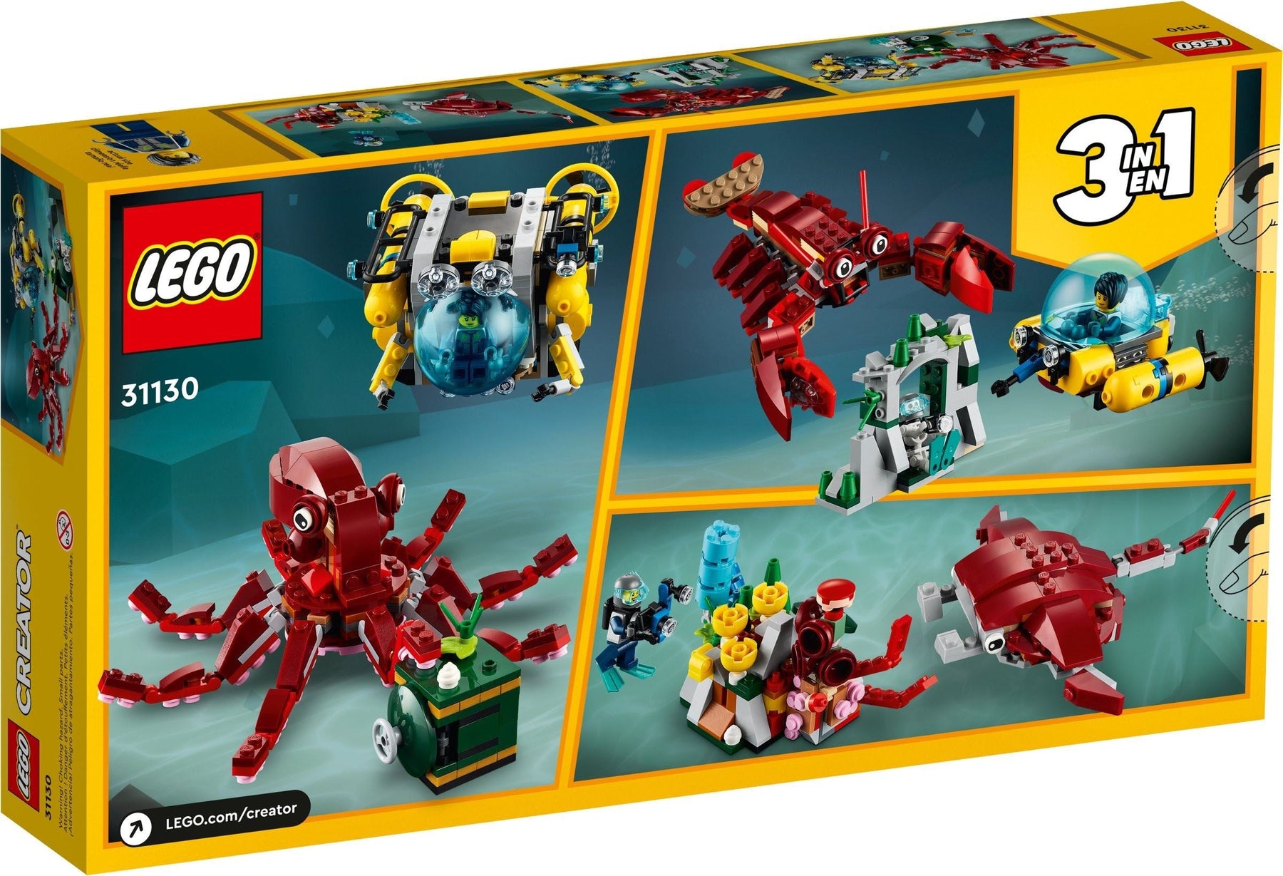 LEGO 31130 Sunken Treasure Mission: Submarine, Octopus & More! - SuperSaverAU - view 7