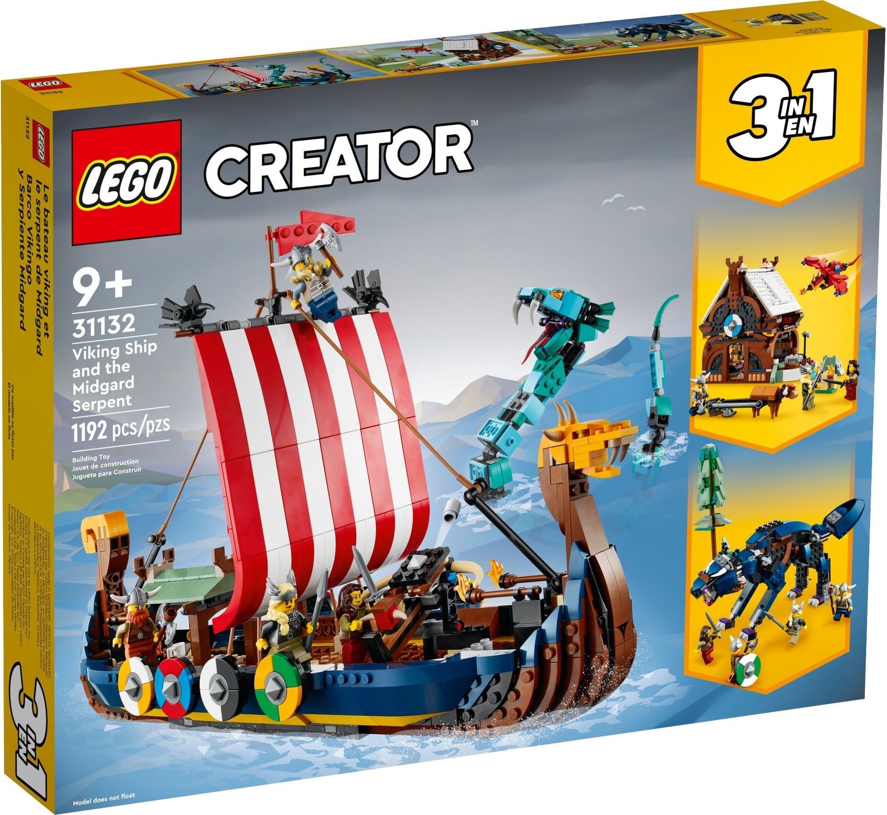 LEGO 31132 Viking Ship & Midgard Serpent 3in1 Building Set - SuperSaverAU - view 1