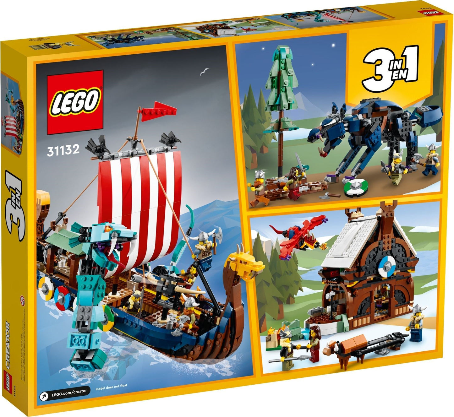 LEGO 31132 Viking Ship & Midgard Serpent 3in1 Building Set