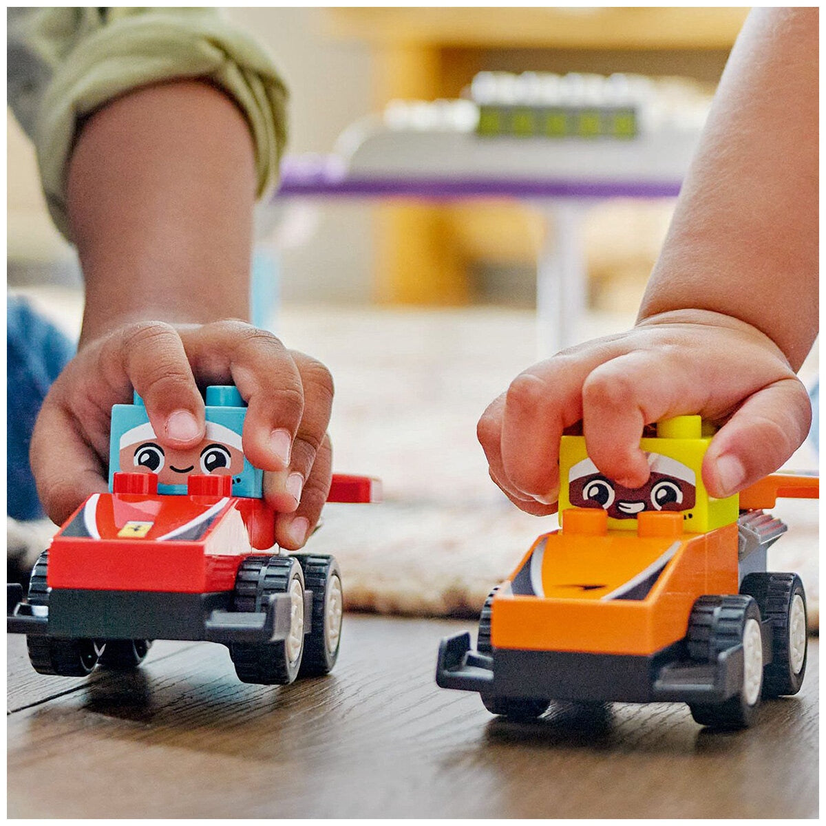 LEGO DUPLO Town F1 Team Race Cars And Drivers Building Toy for Family Fun 10445