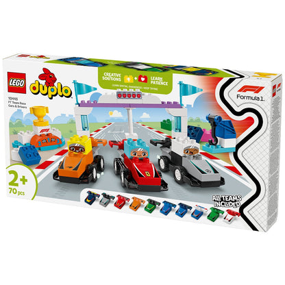 LEGO DUPLO Town F1 Team Race Cars And Drivers Building Toy for Family Fun 10445