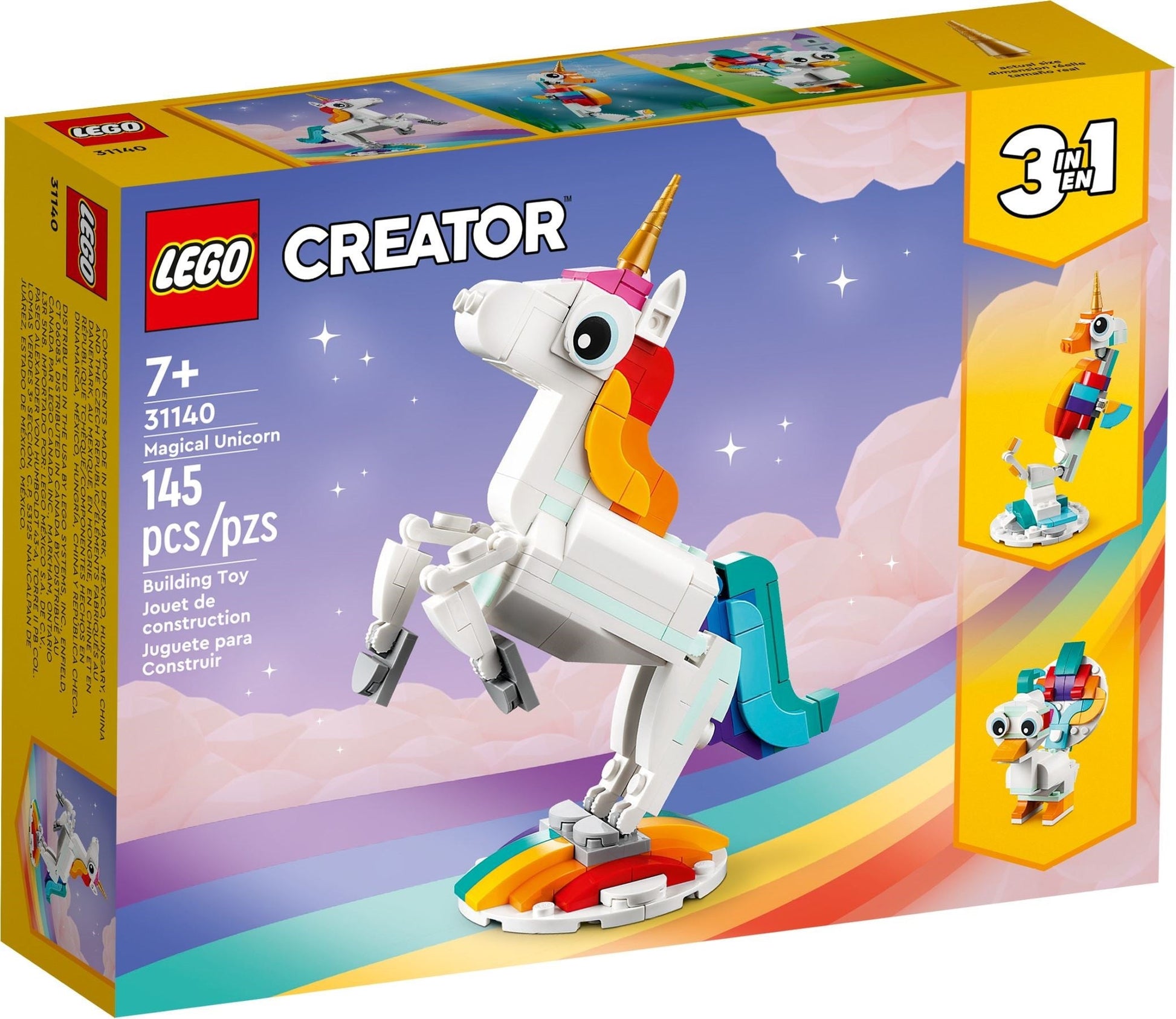 LEGO Creator 3-in-1 Series 31140 Magical Unicorn- Auzzi Store