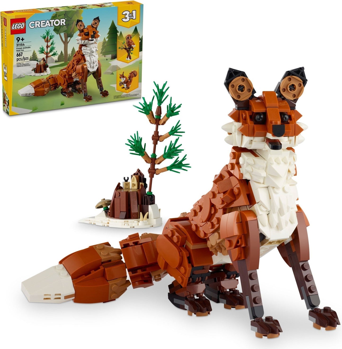 LEGO Creator 3in1 Forest Animals: Red Fox 31154 Toy to Owl Figure to Squirrel Mo- Auzzi Store