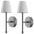 Globe LED Wall Sconce Wireless Light 2 Pack, Black Finish, 250 Lumens, 2700K, 3 Step Dimmer, USB-C Charging - Ideal for Apartments & Dorm Rooms - SuperSaverAU - view 1