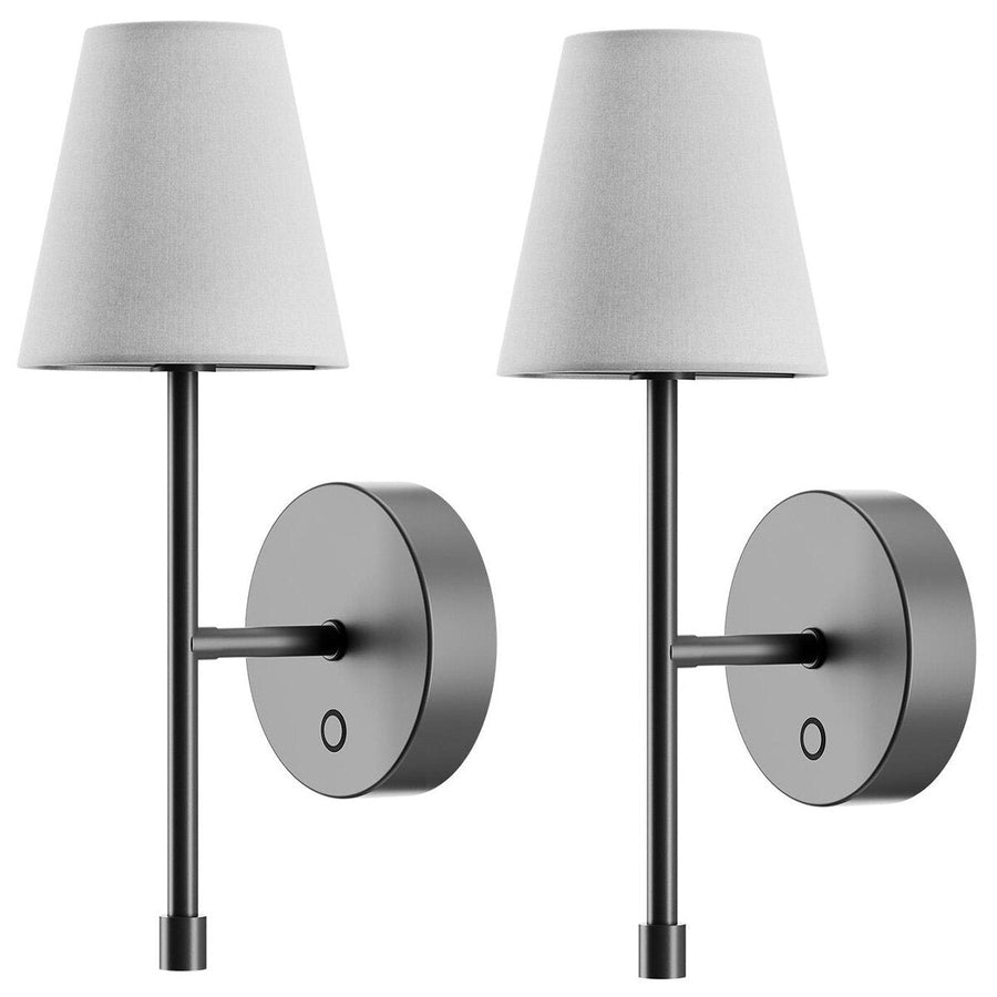 Globe LED Wall Sconce Wireless Light 2 Pack, Black Finish, 250 Lumens, 2700K, 3 Step Dimmer, USB-C Charging - Ideal for Apartments & Dorm Rooms - SuperSaverAU - view 1
