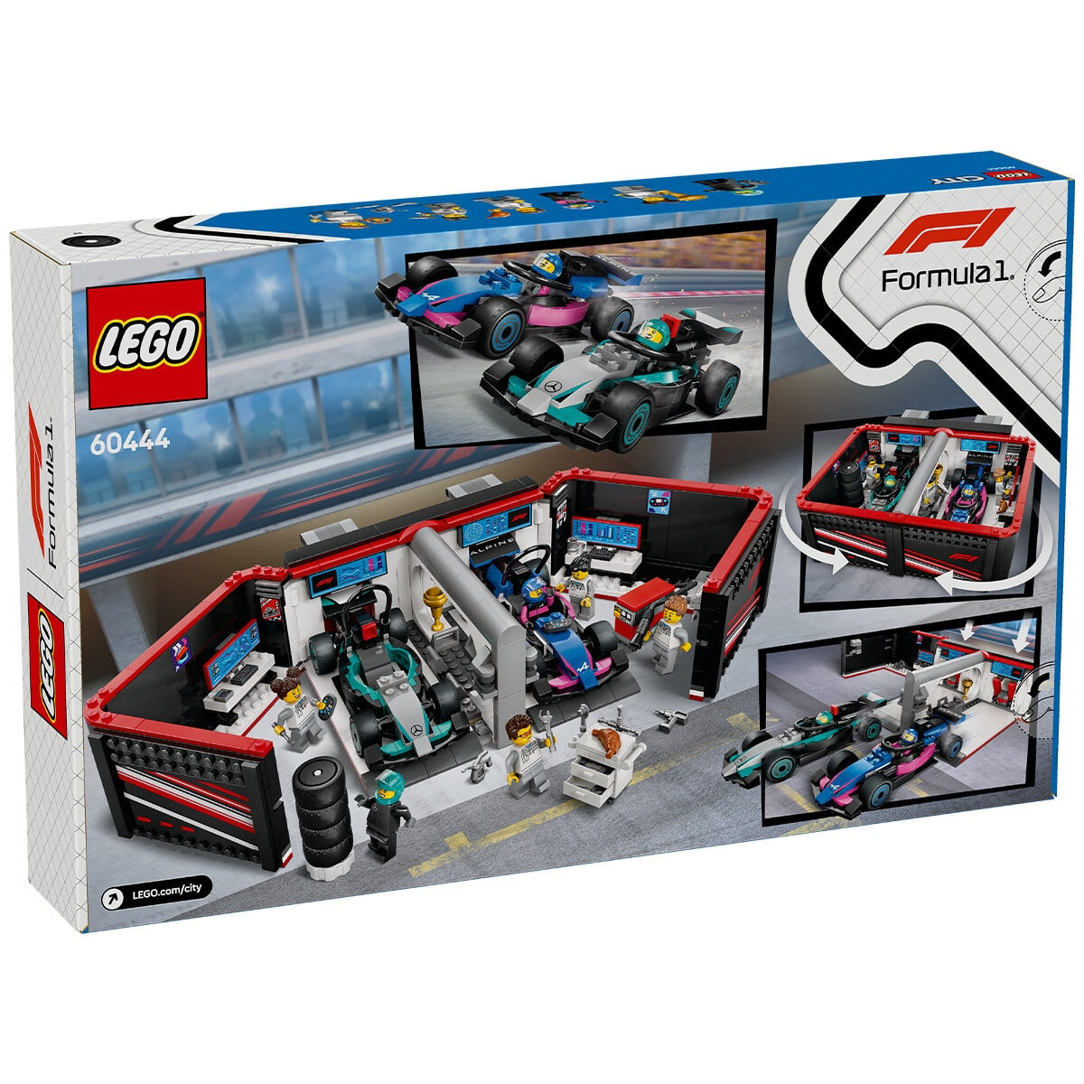 LEGO City F1 Garage & Mercedes-AMG And Alpine Cars Toy Playset 60444