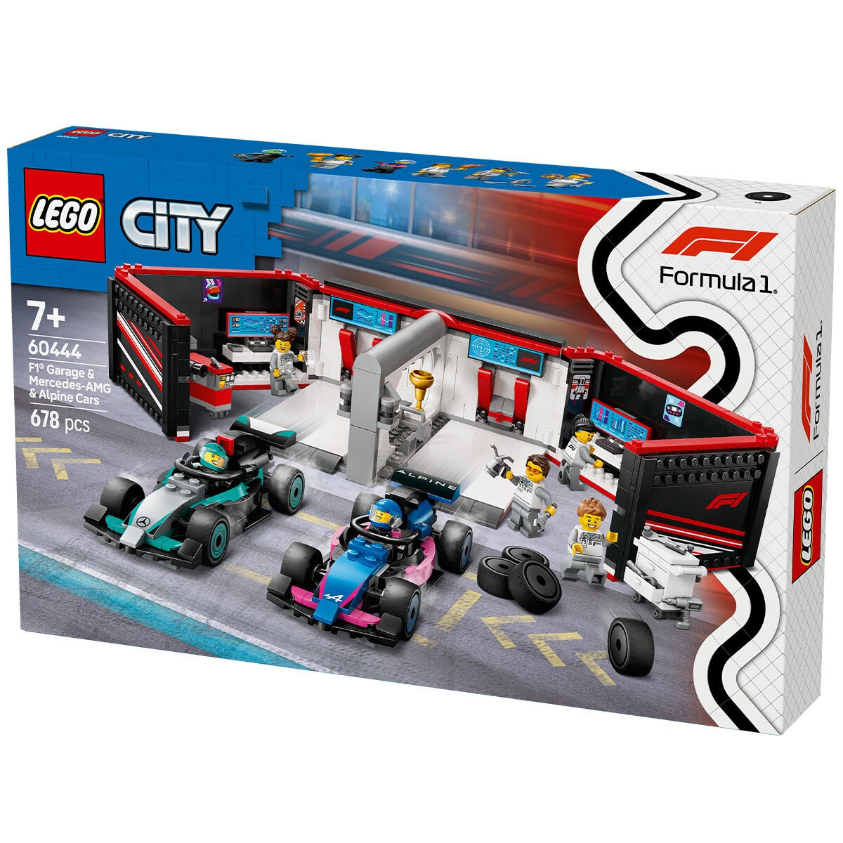 LEGO City F1 Garage & Mercedes-AMG And Alpine Cars Toy Playset 60444
