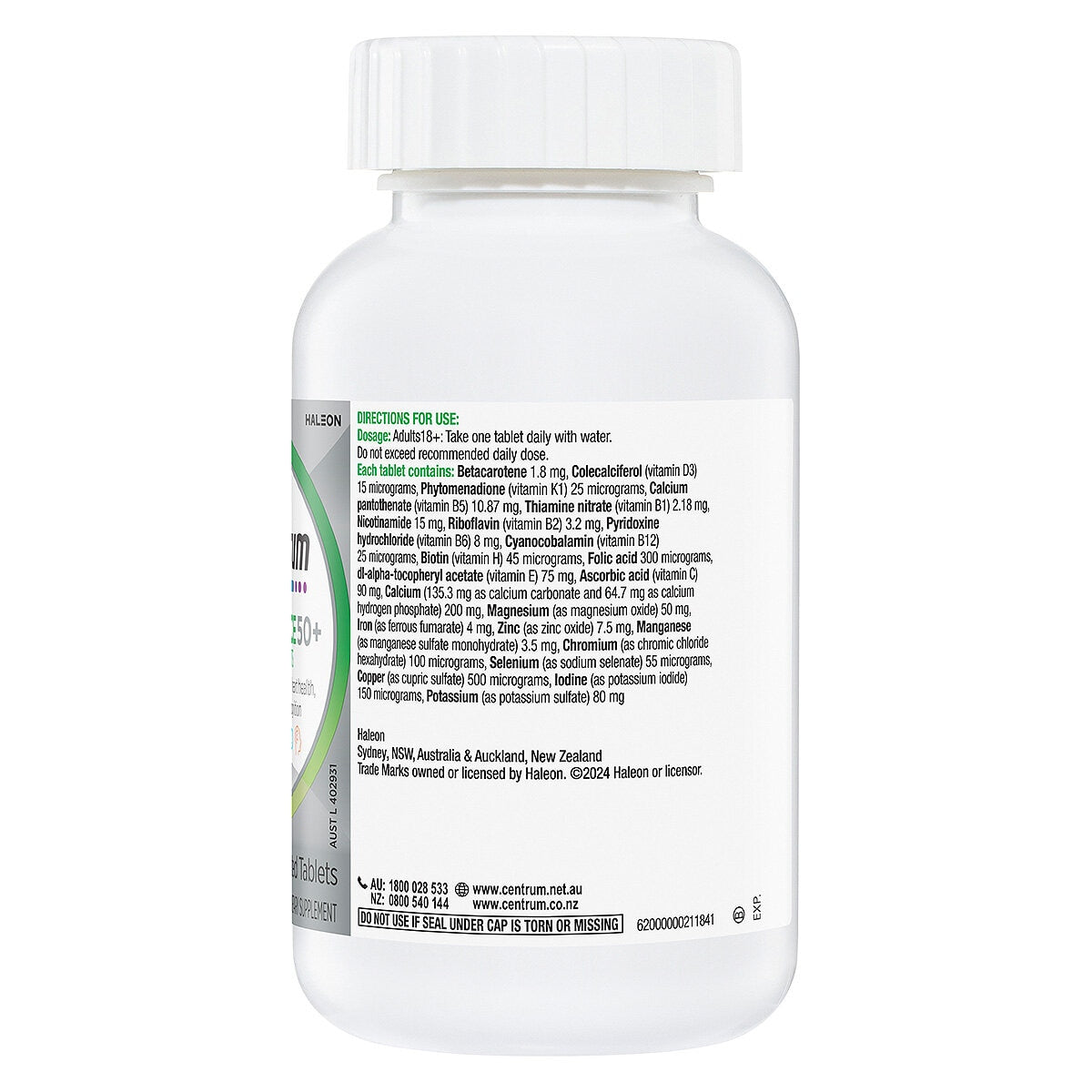 Centrum Advance 50+ 200 Tablets - Multivitamin for Vitality, Immunity, Heart & Eye Health