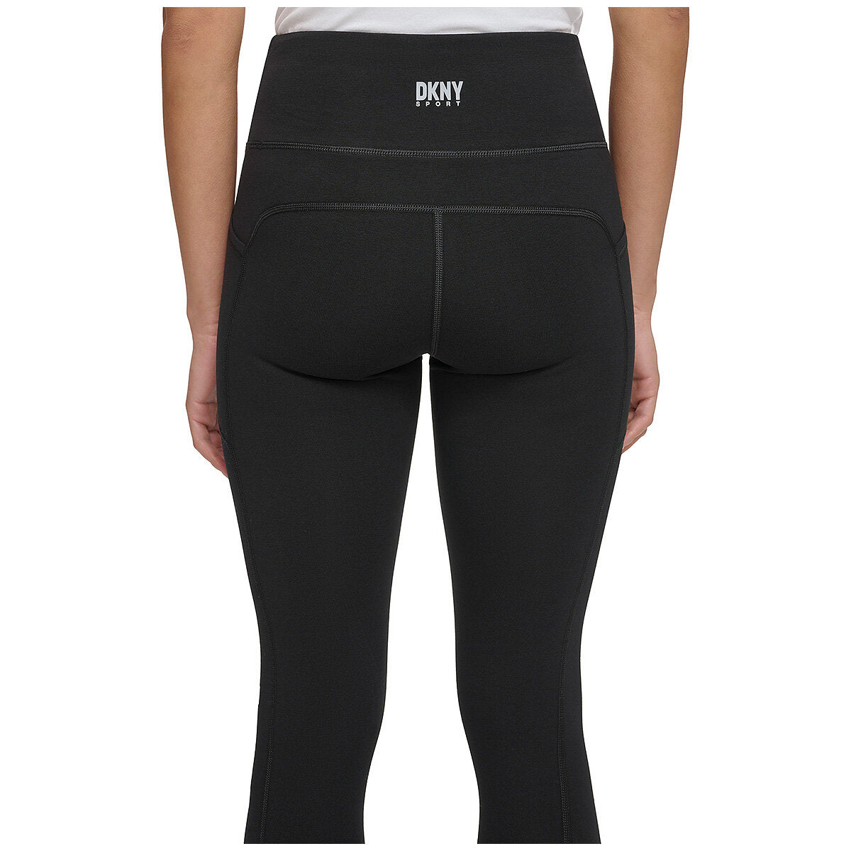 DKNY Logo Legging Black/White XXL - Stretchy Cotton Blend, Iconic Logo Waistband