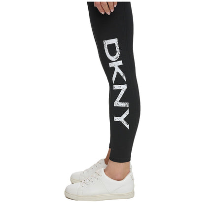 DKNY Logo Legging Black/White XXL - Stretchy Cotton Blend, Iconic Logo Waistband