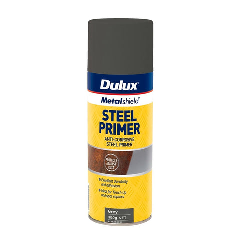 Dulux Metalshield Steel Primer Spray 300g Grey Anti-Corrosive Durable - SuperSaverAU - view 1