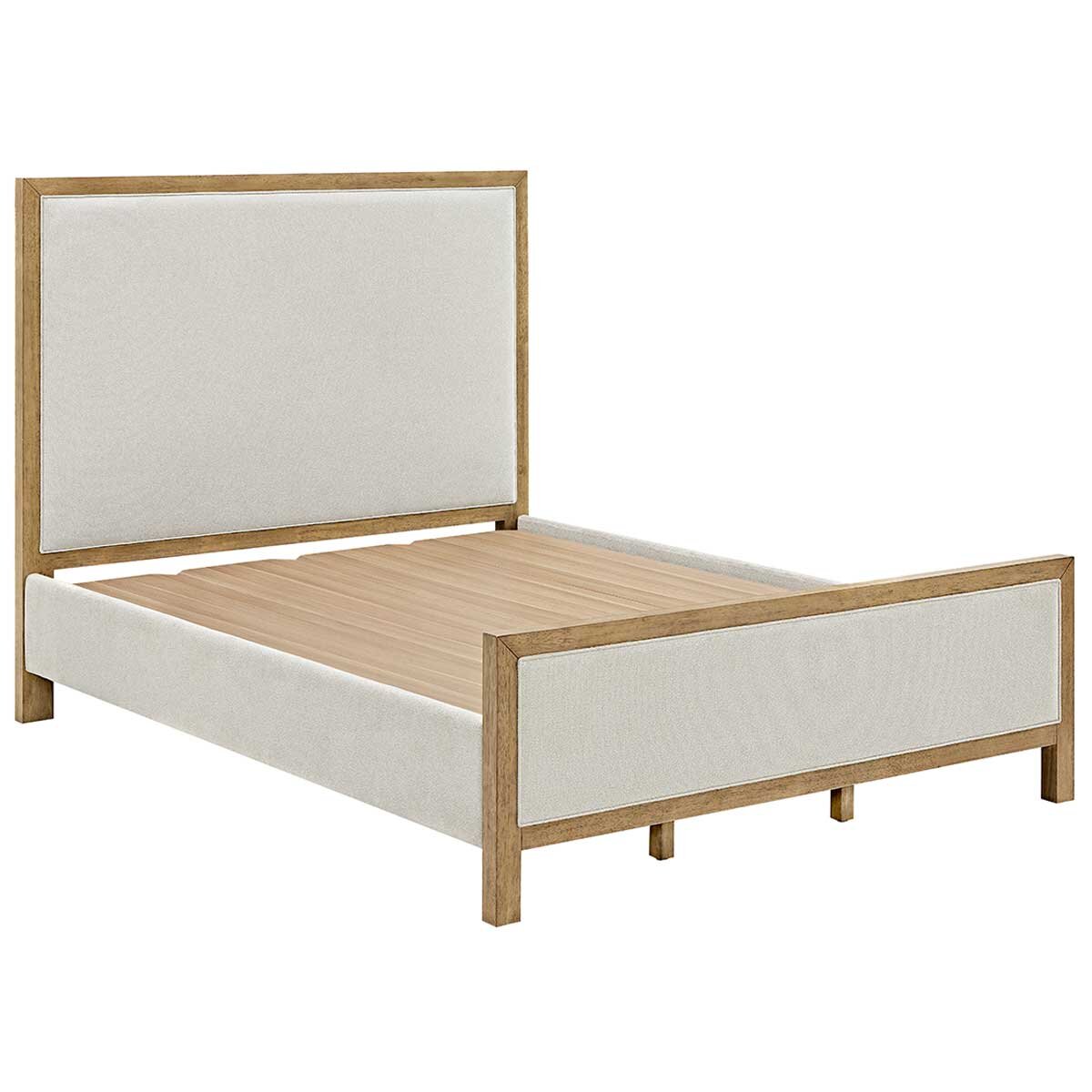Henredon Upholstered Queen Bed with Solid Wood Trim and Platform Design