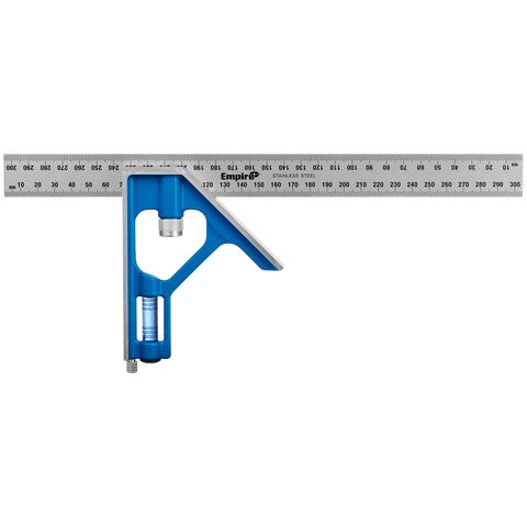 Empire 300mm True Blue Combination Square, Stainless Steel, Metric, Silver
