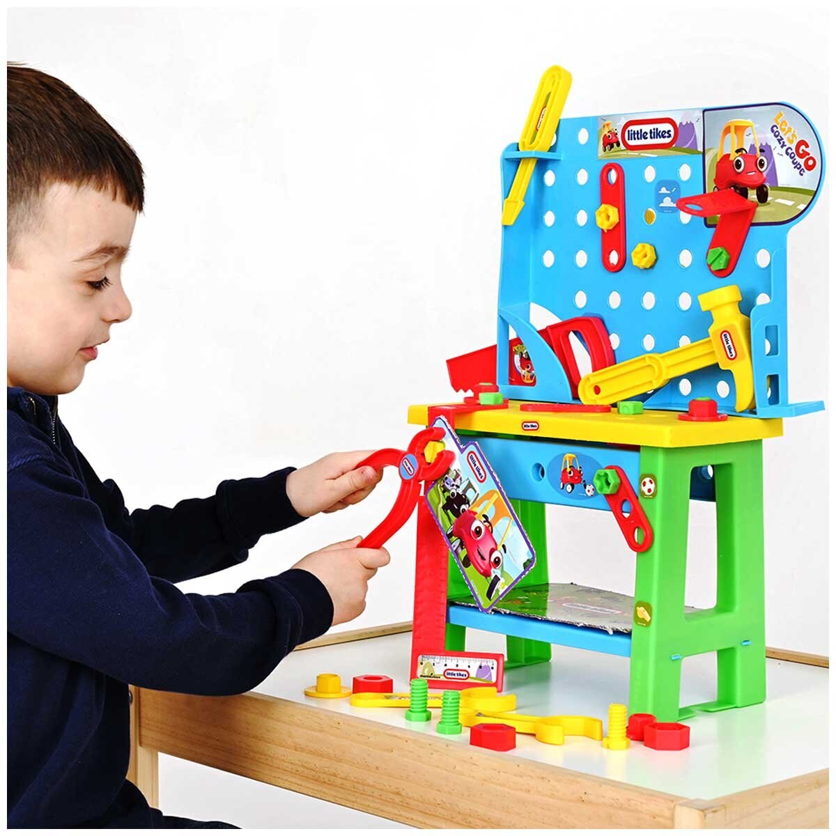 Bildo Little Tikes Cozy's Toolbench 36 Piece Set with Toolbench, Hammer, Saw, Screwdriver, Wrench, Angle, Screws, 50 cm Bench Height