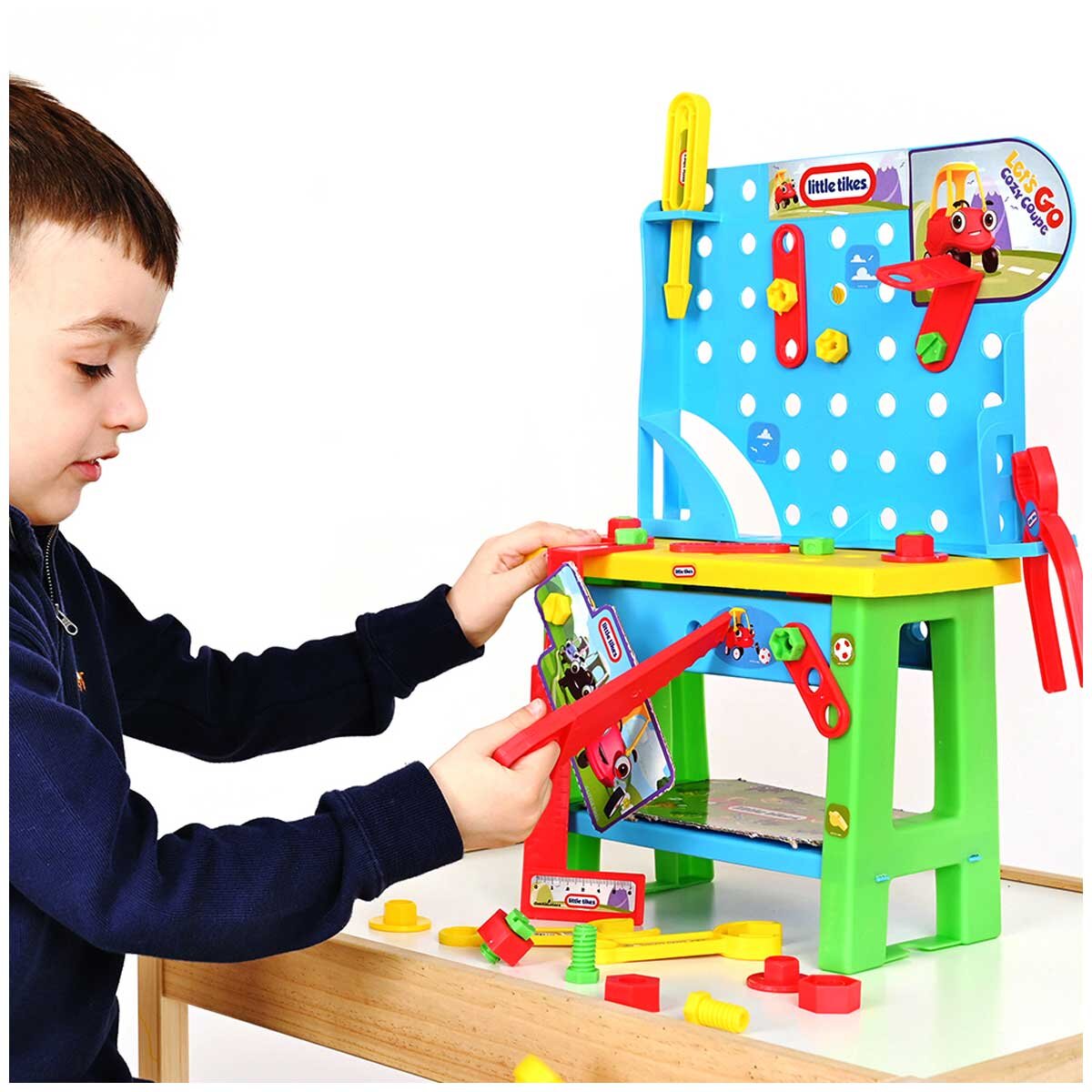 Bildo Little Tikes Cozy's Toolbench 36 Piece Set with Toolbench, Hammer, Saw, Screwdriver, Wrench, Angle, Screws, 50 cm Bench Height