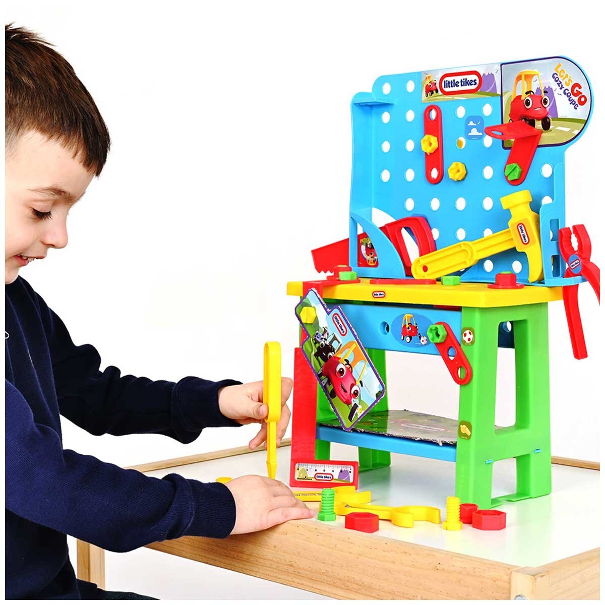 Bildo Little Tikes Cozy's Toolbench 36 Piece Set with Toolbench, Hammer, Saw, Screwdriver, Wrench, Angle, Screws, 50 cm Bench Height