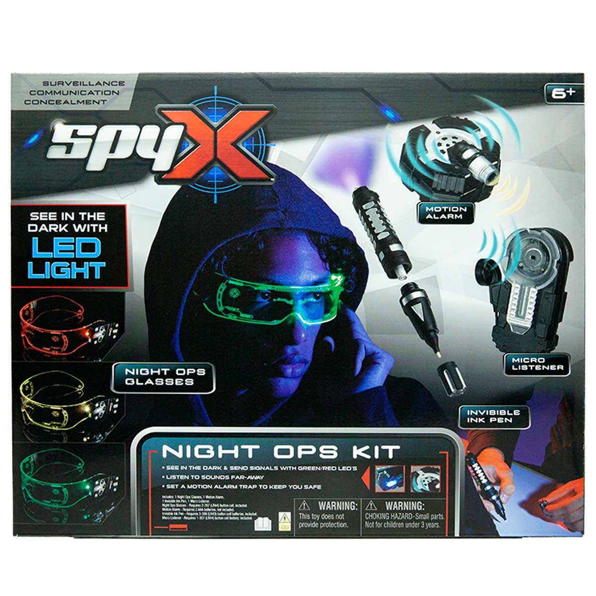 SpyX Night Ops Kit - Stealth Goggles, Motion Alarm, Voice Disguiser, LED Micro Listener
