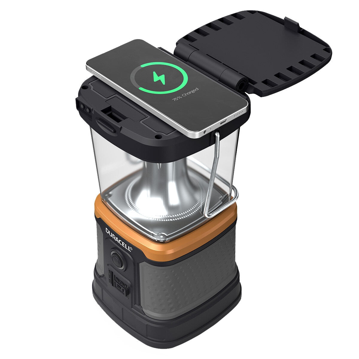 Duracell 3000 Lumen Rechargeable Lantern | Solar & Qi Charging | 50-Day Runtime | IPX4 Weather Resistant