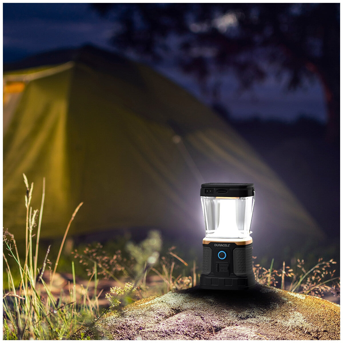 Duracell 3000 Lumen Rechargeable Lantern | Solar & Qi Charging | 50-Day Runtime | IPX4 Weather Resistant