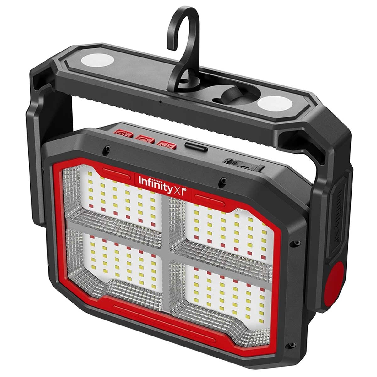 Infinity X1 Dual Powered Solar Work Light 3000 Lumen with Adjustable Kelvin Settings, Dual Charging, Magnet Handle, and Foldable Hook