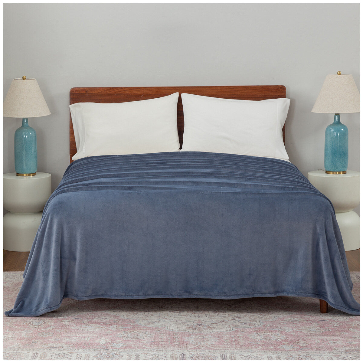 Berkshire Luxe Loft Blanket Queen Blue - Recycled Polyester Fibres, AquaSmart Dye, Matte Appearance - SuperSaverAU - view 1