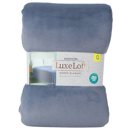 Berkshire Luxe Loft Blanket Queen Blue - Recycled Polyester Fibres, AquaSmart Dye, Matte Appearance