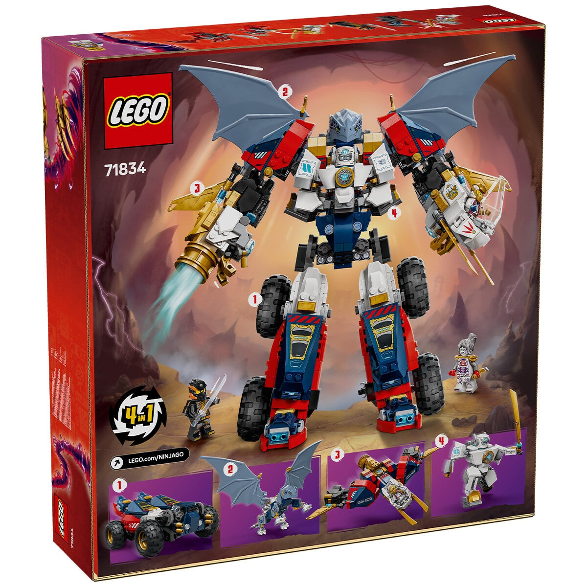 LEGO NINJAGO Zane’s Ultra Combiner Mech Toy 4 In 1 Building Set 71834
