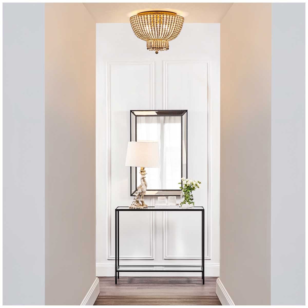 Cafe Lighting and Living Black Zeta Bevelled Wall Mirror Beaded Trim Frame — image 4