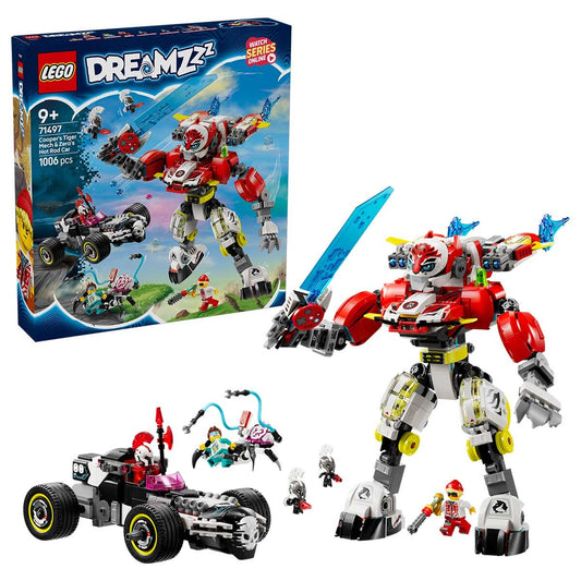 LEGO DREAMZzz Cooper’s Tiger Mech And Zero’s Hot Rod Car Toy 71497