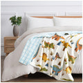 Fraiche Maison Velvet Plush Throw 127 x 152cm Dinoland - Super Soft, Reversible - SuperSaverAU - view 1