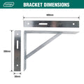 Carinya Heavy Duty Straight Stay Bracket 400kg 400x300mm Galvanised Steel - SuperSaverAU - view 4