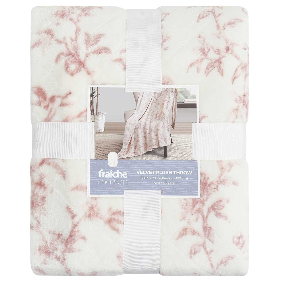 Fraiche Maison Velvet Plush Throw 152 x 177cm Elodie Floral - SuperSaverAU - view 1