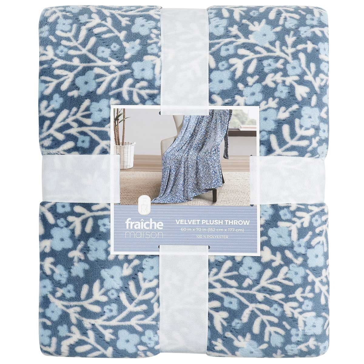 Fraiche Maison Velvet Plush Throw 152 x 177cm Ditsy Floral